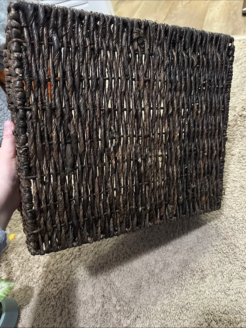 Woven Storage Basket and Faux Plants